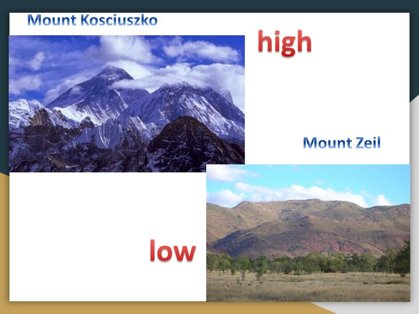 Mount Kosciuszko Mount Zeil high low