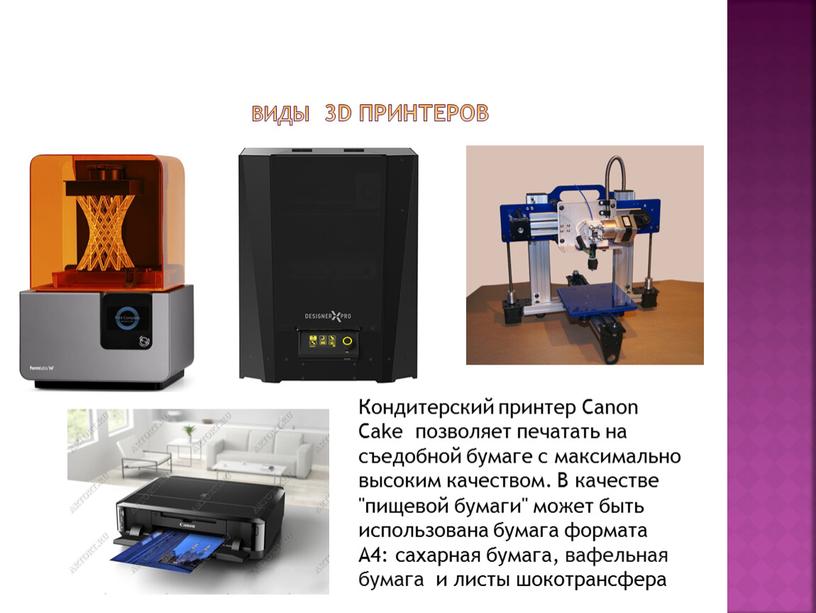 Виды 3D принтеров Кондитерский принтер