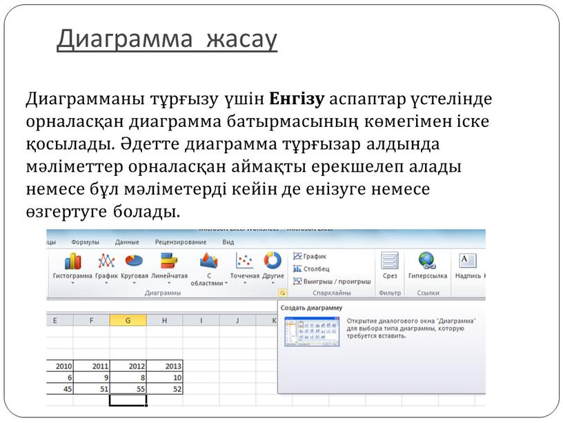 Диаграмма жасау Диаграмманы тұрғызу үшін