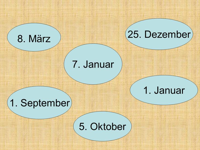 September 8. März 25. Dezember 1