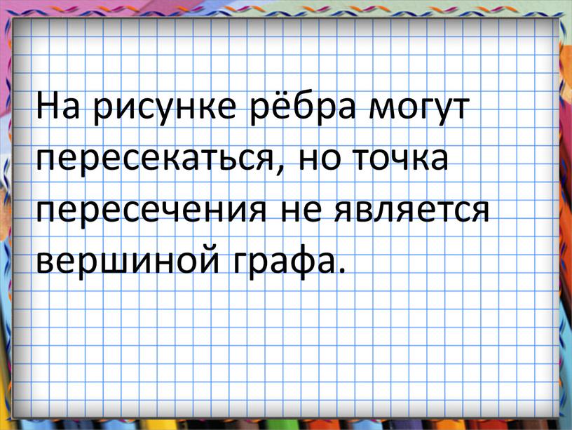 На рисунке рёбра могут пересекаться, но точка пересечения не является вершиной графа