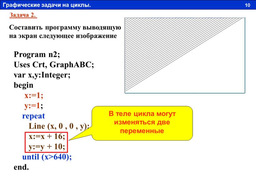 Задача 2. Составить программу выводящую на экран следующее изображение