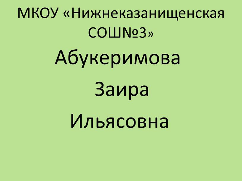 МКОУ «Нижнеказанищенская СОШ№3»