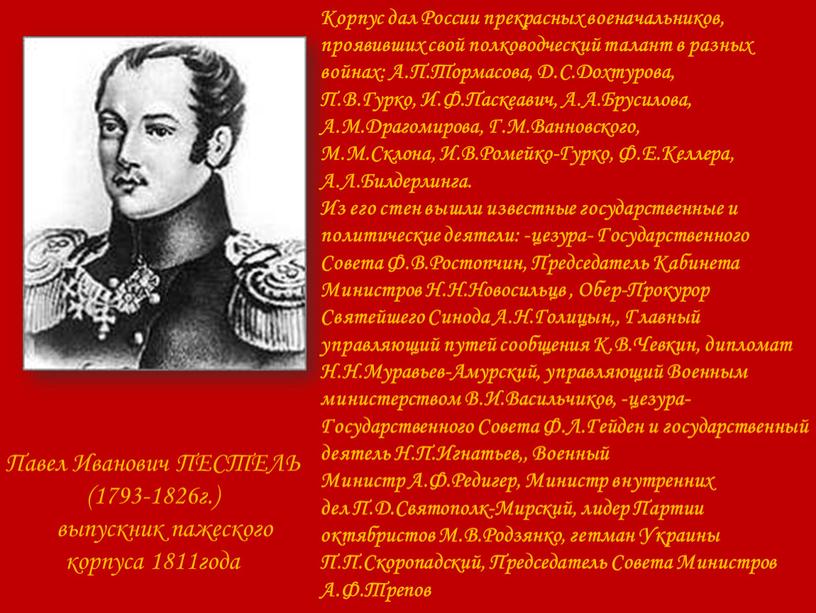 Павел Иванович ПЕСТЕЛЬ (1793-1826г