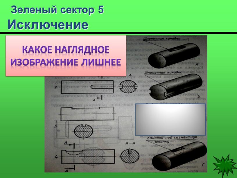 Зеленый сектор 5 Исключение Какое наглядное изображение лишнее