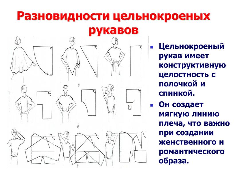 Разновидности цельнокроеных рукавов