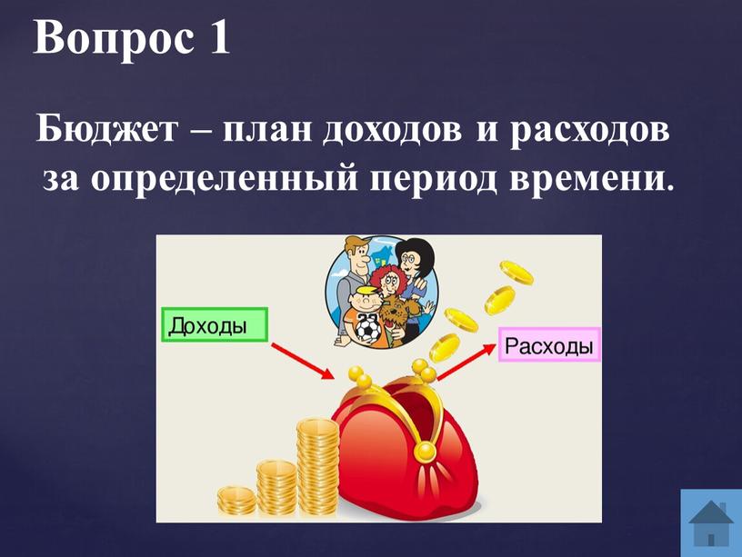 Вопрос 1 Бюджет – план доходов и расходов за определенный период времени