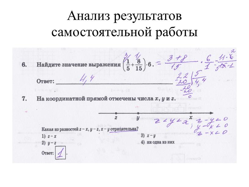 Анализ результатов самостоятельной работы