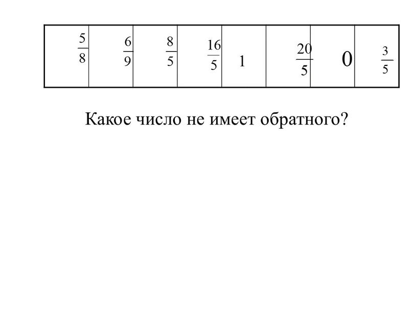 Какое число не имеет обратного?