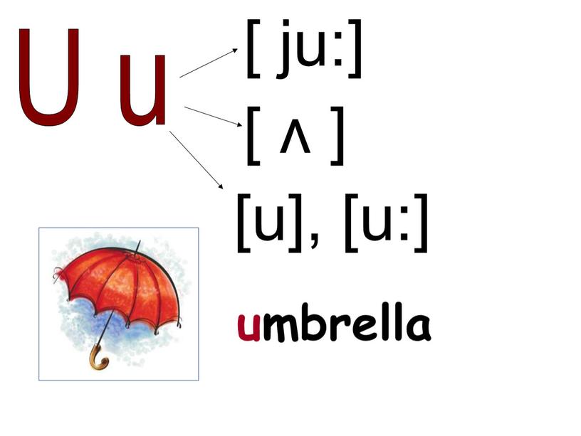 U u [ ʌ ] [ ju:] umbrella [u], [u:]