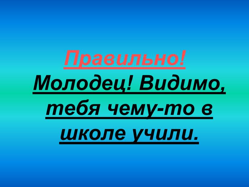 Правильно! Молодец! Видимо, тебя чему-то в школе учили