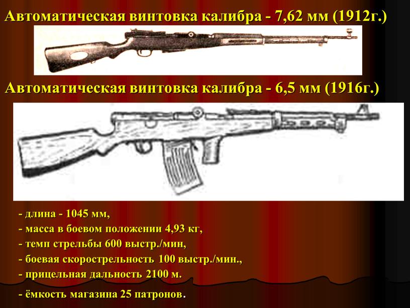 Автоматическая винтовка калибра - 7,62 мм (1912г