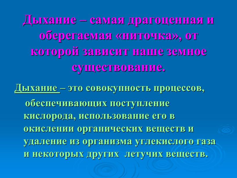 Дыхание – самая драгоценная и оберегаемая «ниточка», от которой зависит наше земное существование