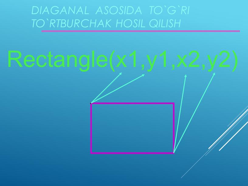 Diaganal asosida to`g`ri to`rtburchak hosil qilish