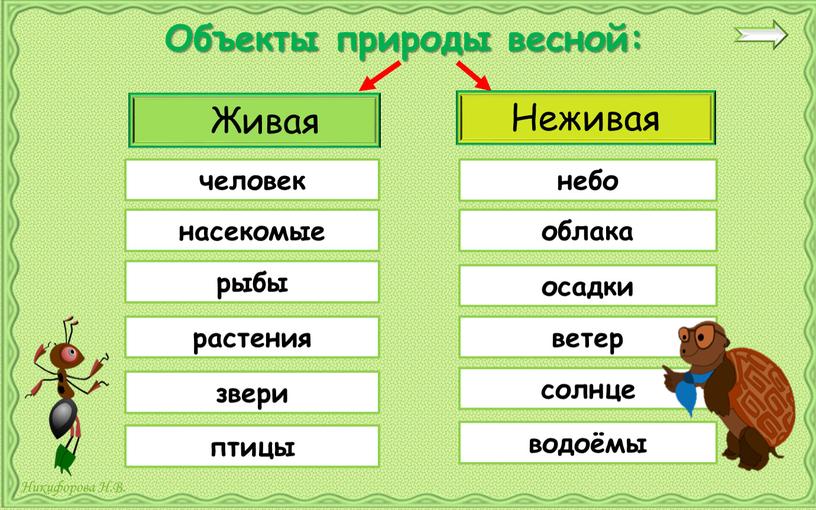 Объекты природы весной: Живая