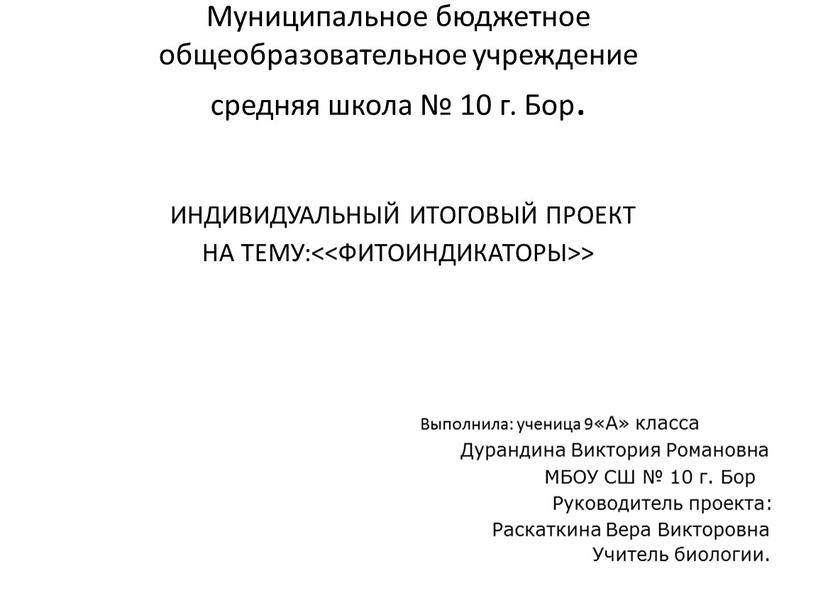 Муниципальное бюджетное общеобразовательное учреждение средняя школа № 10 г