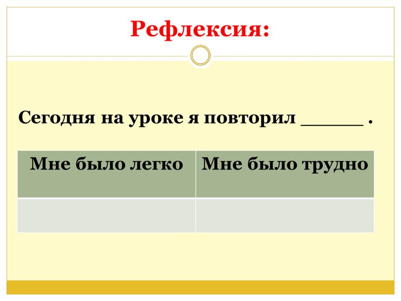 Рефлексия: Сегодня на уроке я повторил _____