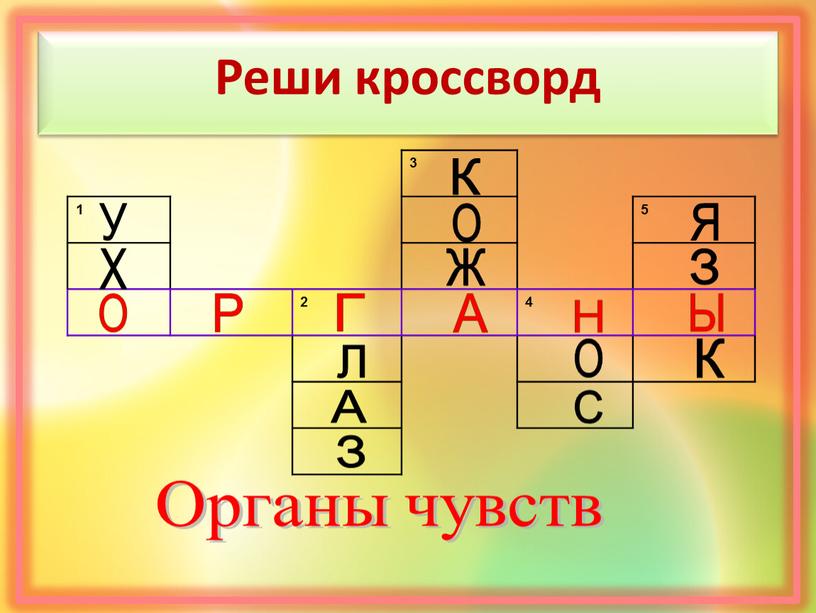 Реши кроссворд 3 1 5 2 4 У Х О