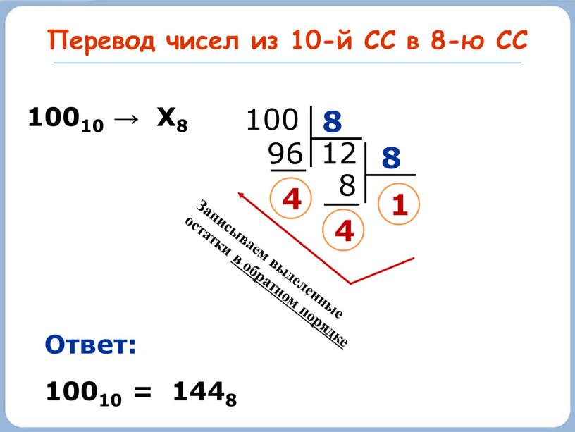 Перевод чисел из 10-й СС в 8-ю