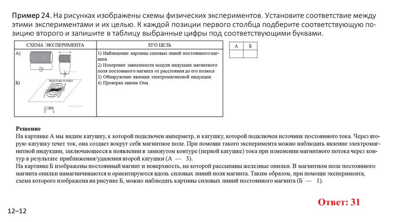 Пример 24. На ри­сун­ках изоб­ра­же­ны схемы фи­зи­че­ских экс­пе­ри­мен­тов