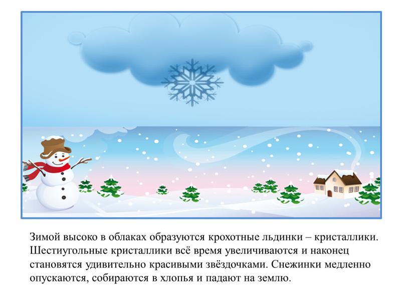 Зимой высоко в облаках образуются крохотные льдинки – кристаллики