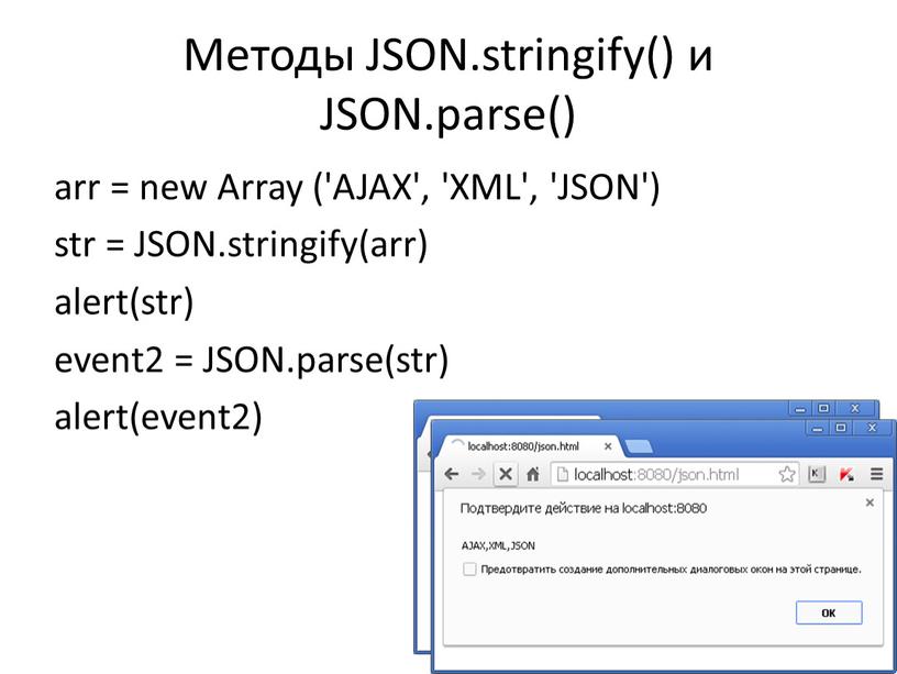 Методы JSON.stringify() и JSON