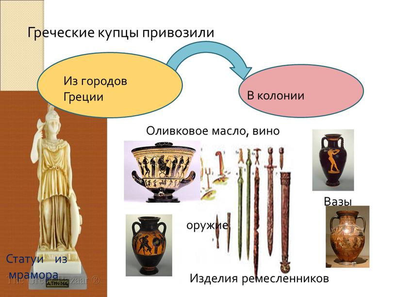 Греческие купцы привозили В колонии