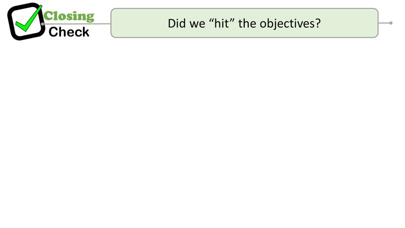 Did we “hit” the objectives?