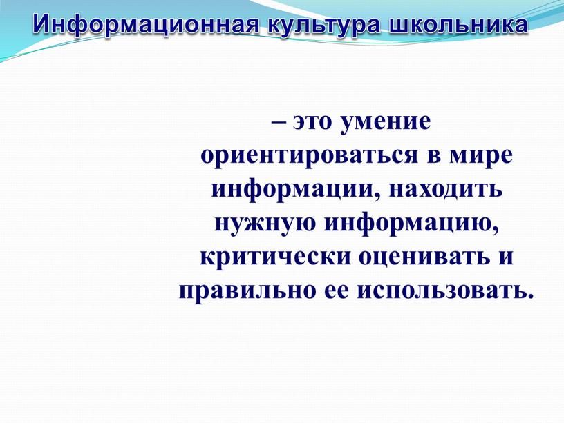 Информационная культура школьника