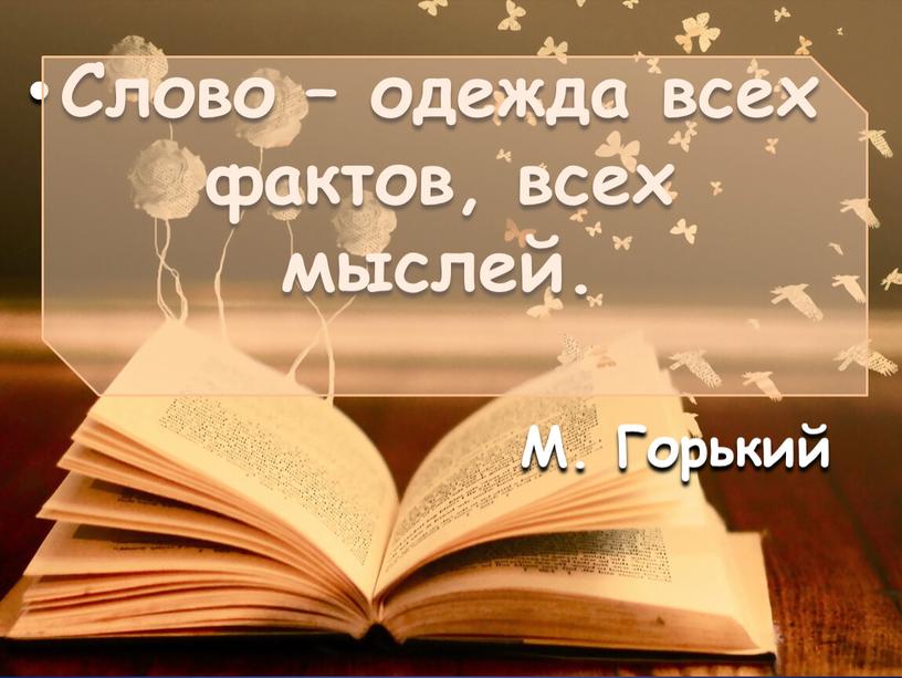 Слово – одежда всех фактов, всех мыслей