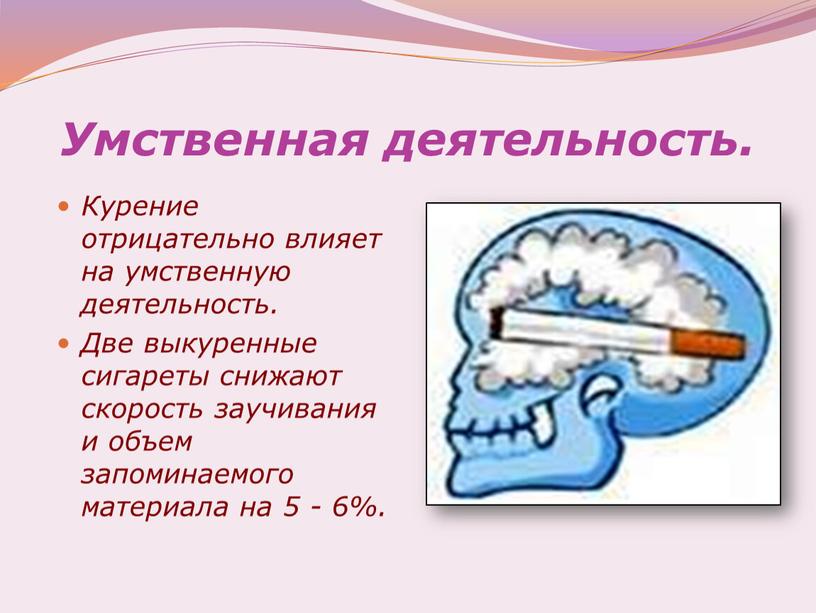 Умственная деятельность. Курение отрицательно влияет на умственную деятельность