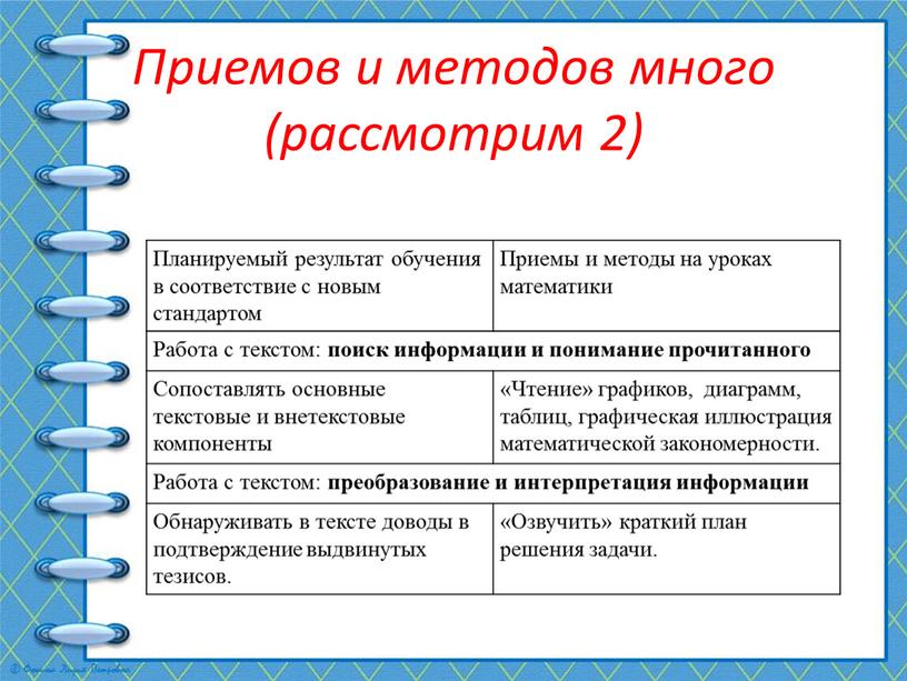 Приемов и методов много (рассмотрим 2)