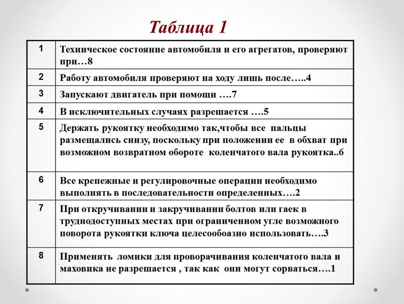 Техническое состояние автомобиля и его агрегатов, проверяют при…8 2