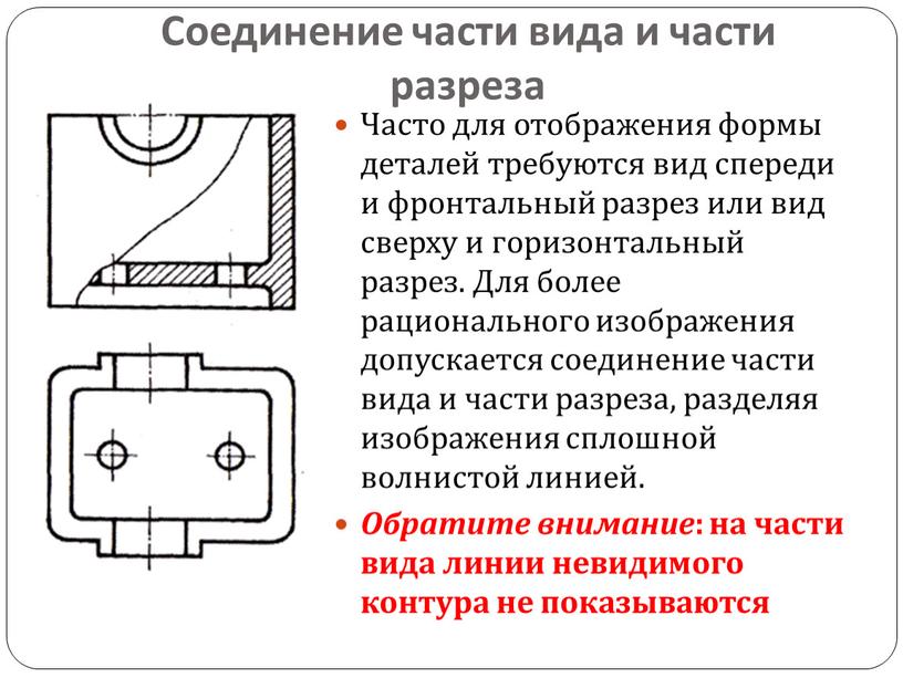 Соединение части вида и части разреза