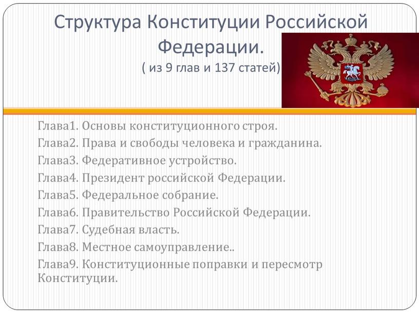 Структура Конституции Российской