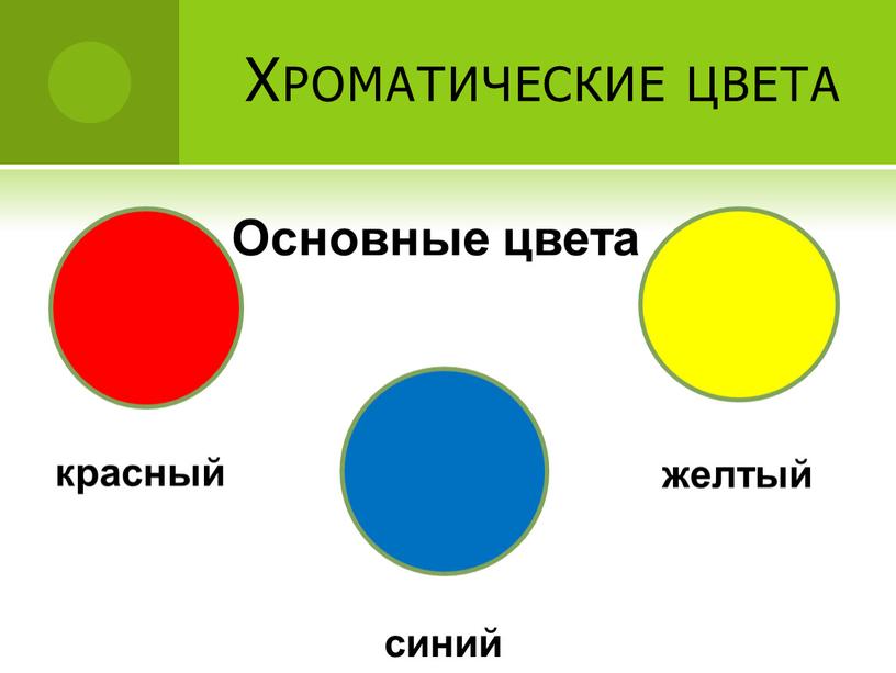 Хроматические цвета Основные цвета красный синий желтый