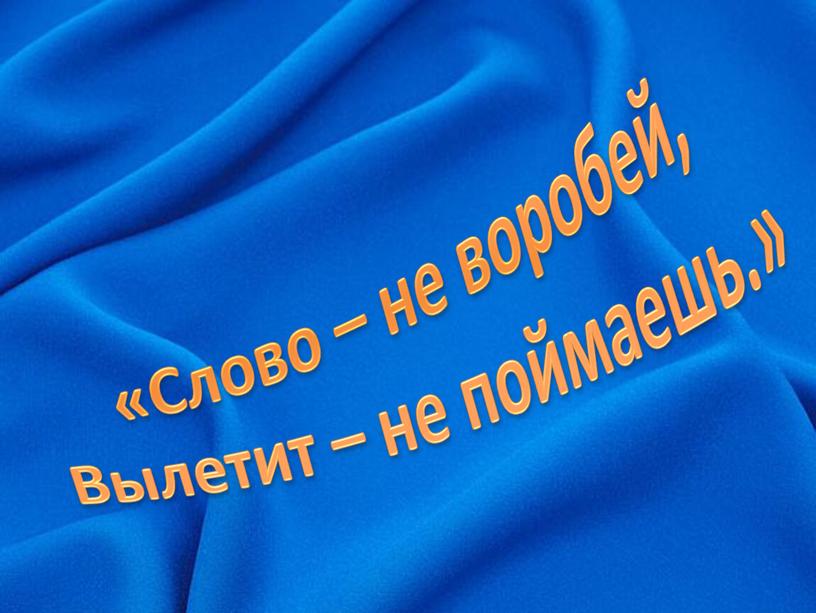 Слово – не воробей, Вылетит – не поймаешь