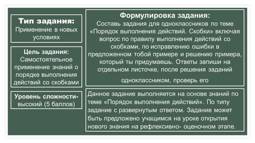 Тип задания: Применение в новых условиях