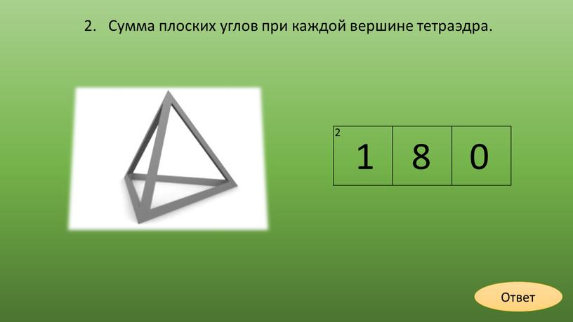 Сумма плоских углов при каждой вершине тетраэдра