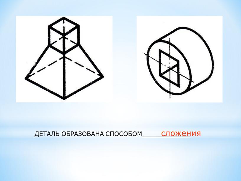 ДЕТАЛЬ ОБРАЗОВАНА СПОСОБОМ_____________ сложения