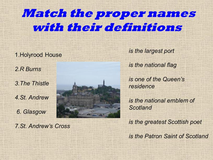 Match the proper names with their definitions 1