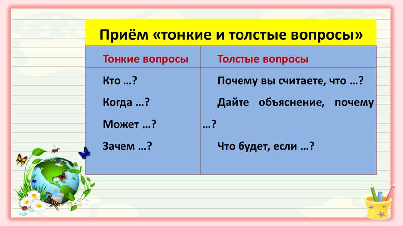 Приём «тонкие и толстые вопросы»