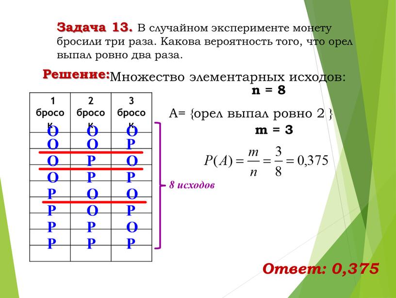 Решение: 1 бросок 2 бросок 3 бросок