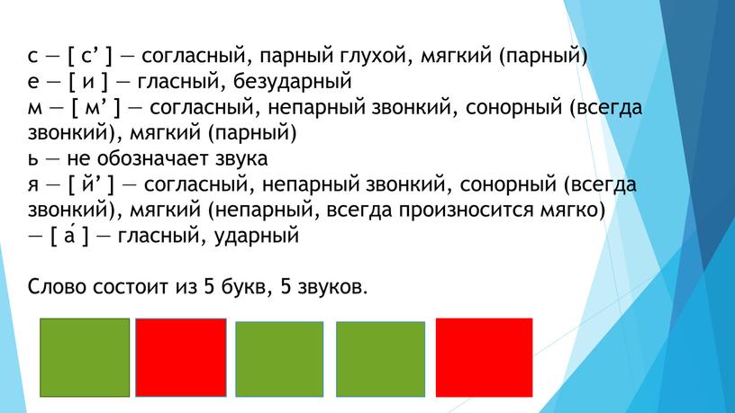 Слово состоит из 5 букв, 5 звуков