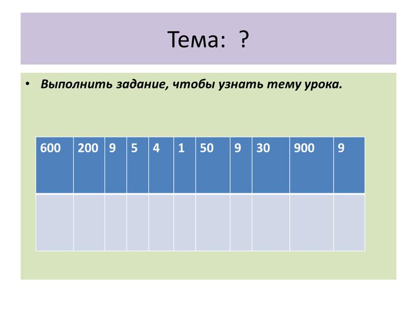 Тема: ? Выполнить задание, чтобы узнать тему урока