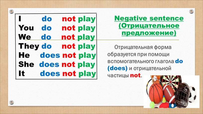 Negative sentence (Отрицательное предложение)