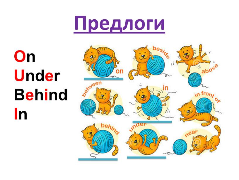 Предлоги On Under Behind In