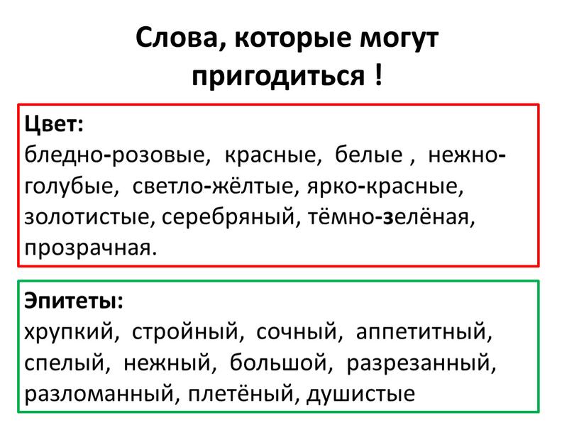 Слова, которые могут пригодиться !