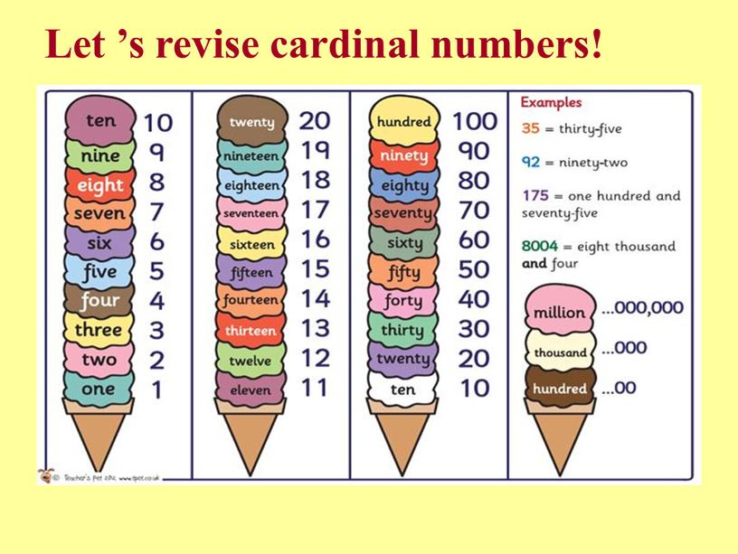 Let ’s revise cardinal numbers!