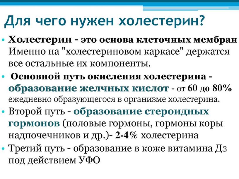 Презентация на тему: "Роль холестерина в организме человека"